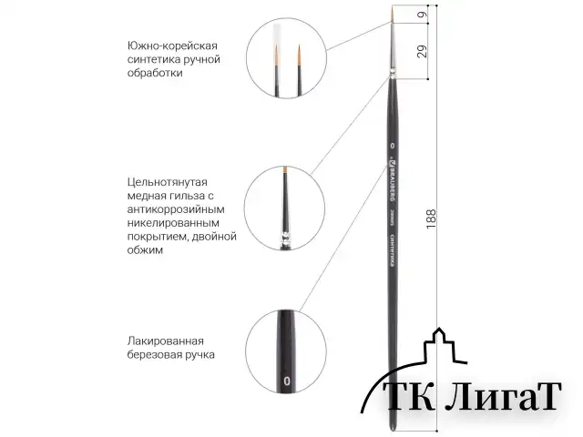 Кисть художественная проф. BRAUBERG ART CLASSIC, синтетика мягкая под колонок, кругл, № 0, кор руч, 200685