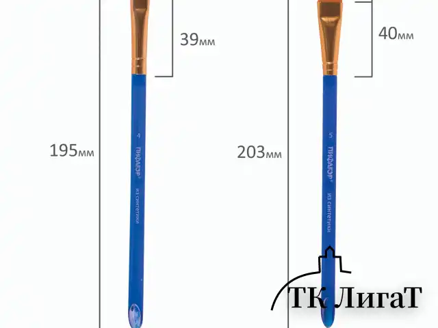 Кисти ПИФАГОР, набор 5 шт. (СИНТЕТИКА: плоские № 1, 2, 3, 4, 5), пакет с европодвесом, 200888