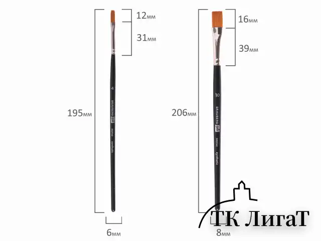 Кисти художественные BRAUBERG ART, набор 4 штуки, синтетика, (круглые № 1, 3, плоские № 4, 10), 200943