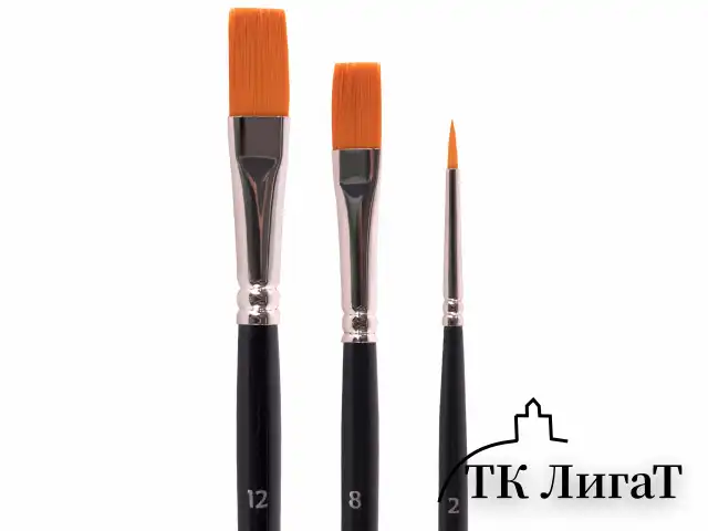 Кисти художественные BRAUBERG ART CLASSIC, набор 3 штуки, синтетика (круглая № 2, плоские № 8, 12), 200944