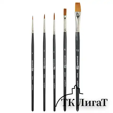 Кисти художественные набор 5 шт., синтетика, BRAUBERG ART CLASSIC, № 1-12, 200960