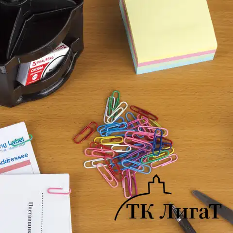 Скрепки BRAUBERG, 28 мм, цветные, 100 шт., в картонной коробке, Россия, 220555
