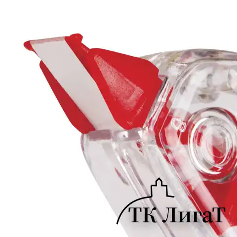 Корректирующая лента BRAUBERG "Red Power", 5 мм х 6 м, корпус прозрачный, механизм перемотки, европодвес, 220641
