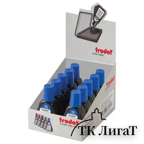 Краска штемпельная TRODAT, синяя, 28 мл, на водной основе, 7011с
