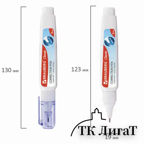 Ручка-корректор BRAUBERG, 9 мл, металлический наконечник, 221675