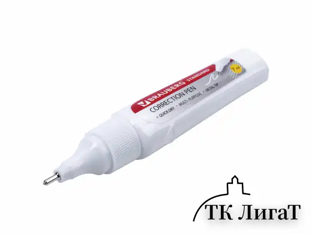 Ручка-корректор BRAUBERG "Standard", 7 мл, металлический наконечник, в упаковке с подвесом, 222058