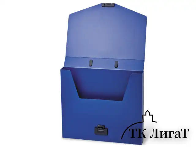 Папка-портфель пластиковая BRAUBERG "Energy", А4 (330х256х32 мм), без отделений, синий, 222082