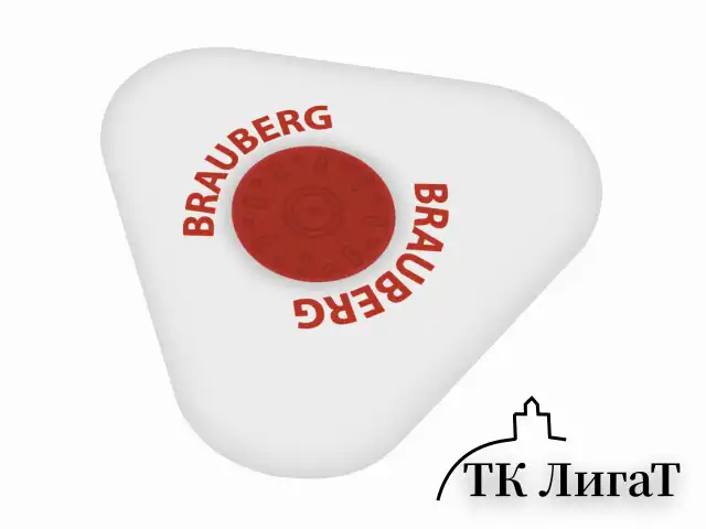 Ластик BRAUBERG "Energy", 45х45х10 мм, белый, треугольный, красный пластиковый держатель, 222473