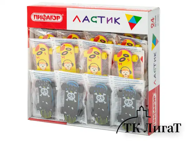 Ластик фигурный ПИФАГОР "Скейт", 57х32х11 мм, ассорти, 222481