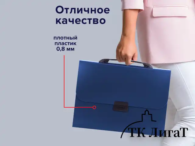 Папка-портфель пластиковая BRAUBERG "Energy" А4 (330х256х32 мм), 7 отделений, синяя, 222572