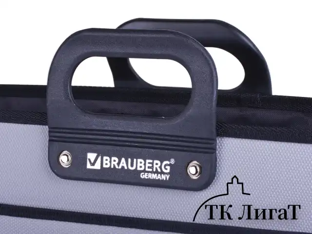 Папка-портфель пластиковая БОЛЬШОГО ФОРМАТА BRAUBERG "ПОРТФОЛИО", А3 (470х380х130 мм), 3 отделения, серая, 223080