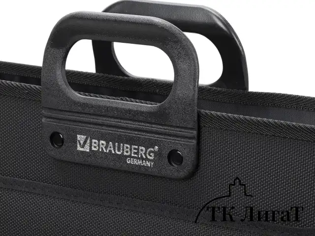 Папка-портфель пластиковая БОЛЬШОГО ФОРМАТА BRAUBERG "ПОРТФОЛИО" А3 (470х380х130 мм), 3 отделения, черная, 223081
