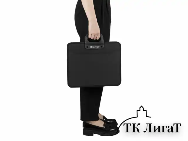 Папка-портфель пластиковая BRAUBERG "ПРЕМЬЕР" А4 (390х315х120 мм) 3 отделения, фактура "бисер", черная, 223082