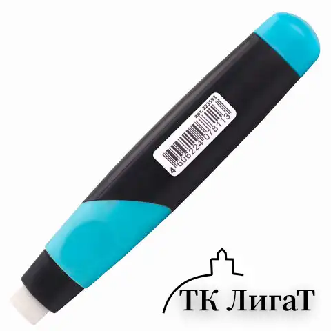 Ластик выдвижной BRAUBERG "Blaster", 112х21х24мм, белый, пластиковый держатель ассорти, 223593