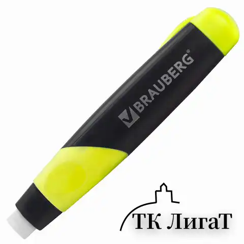 Ластик выдвижной BRAUBERG "Blaster", 112х21х24мм, белый, пластиковый держатель ассорти, 223593