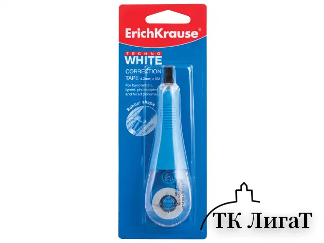Корректирующая лента ERICH KRAUSE "Techno White", 4,2 мм х 8 м, блистер, европодвес, 21887