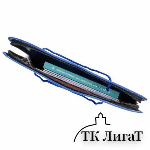 Папка на молнии пластиковая с ручками BRAUBERG, А4, 350х270х45 мм, фактура бисер, синяя, 225163