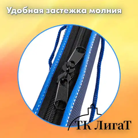 Папка на молнии пластиковая с ручками BRAUBERG, А4, 350х270х45 мм, фактура бисер, синяя, 225163