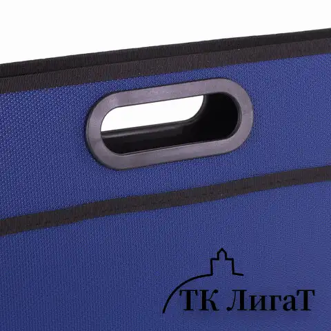 Сумка пластиковая BRAUBERG, А4+, 390х315х70 мм, на молнии, внешний карман, фактура бисер, синяя, 225167