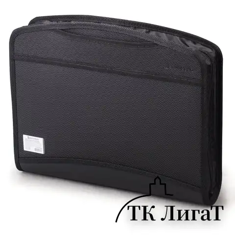 Папка-портфель пластиковая BRAUBERG А4+ (355х290х60 мм), выдвижные ручки, 9 отделений, 1 карман, черная, 225168
