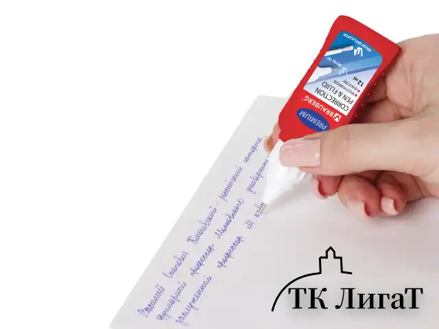 Ручка-корректор + корректирующая жидкость BRAUBERG, 12 мл, 2 в 1: металлический наконечник + кисточка, 225217
