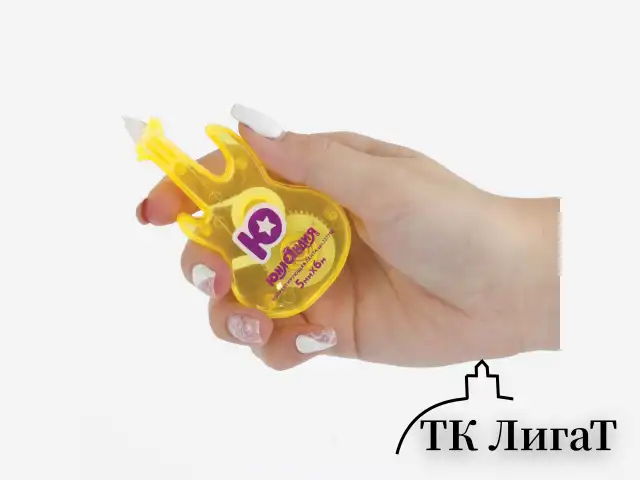 Корректирующая лента ЮНЛАНДИЯ "Гитара" 5 мм х 6 м, корпус желтый, блистер, 227798