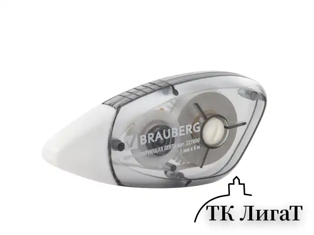Корректирующая лента BRAUBERG BLACK&WHITE 5 мм х 8 м, корпус черный тонированный, механизм перемотки, блистер, 227800