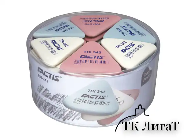 Ластик FACTIS TRI 342 (Испания), 49х45х6 мм, ассорти, треугольный, мягкий, PNFTRI342