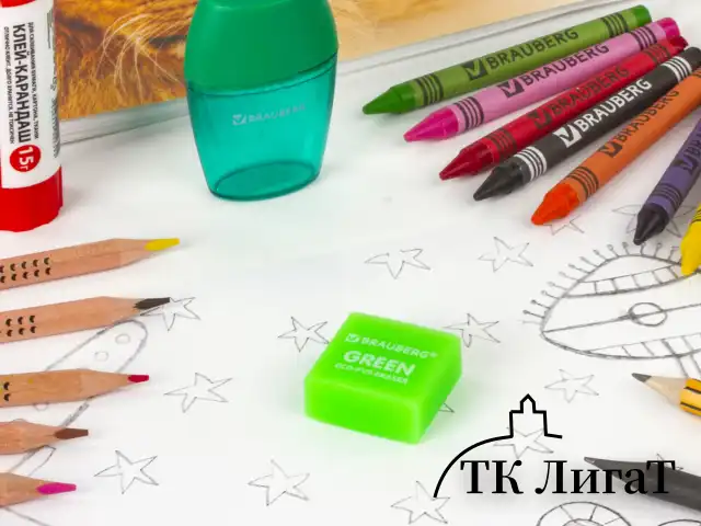 Ластик BRAUBERG "E-Color", 28х28х12 мм, цвет НЕОН ассорти, экологичный ПВХ, 228065