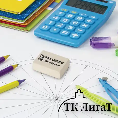 Ластик BRAUBERG "Ultra Square", 26х18х8 мм, белый, натуральный каучук, 228707