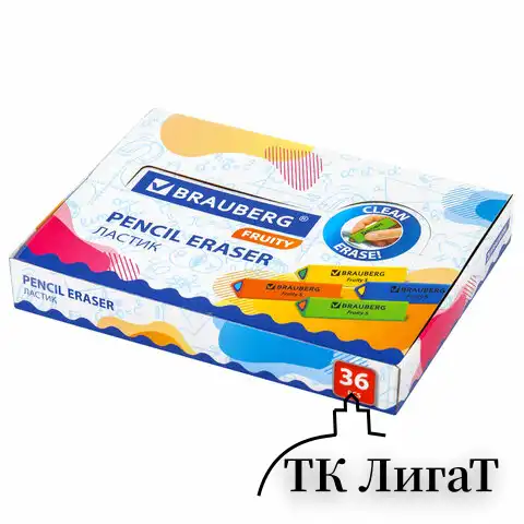 Ластик BRAUBERG "Fruity S", 44х15х15 мм, цвет ассорти, треугольный, 228713