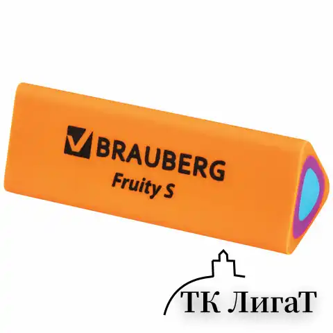 Ластик BRAUBERG "Fruity S", 44х15х15 мм, цвет ассорти, треугольный, 228713