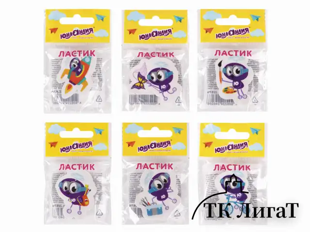 Ластик фигурный ЮНЛАНДИЯ "Юнландик", 45х30х8 мм, ассорти, 228716