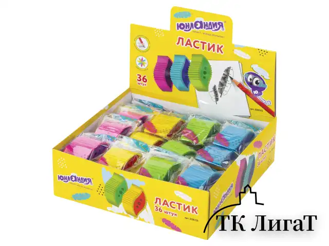 Ластик ЮНЛАНДИЯ "Листочки", 48х27х17 мм, цвет ассорти, 228723