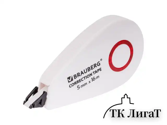 Корректирующая лента BRAUBERG SUPER, 5 мм х 16 м, корпус белый, блистер, 229061