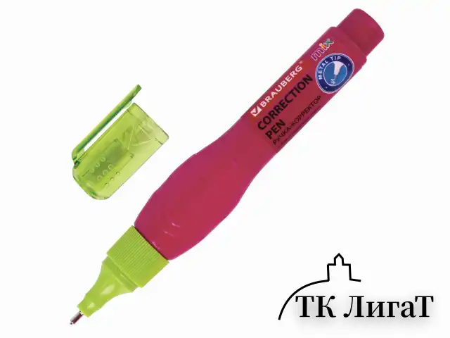 Ручка-корректор BRAUBERG MIX, 9 мл, металлический наконечник, ассорти, 229075