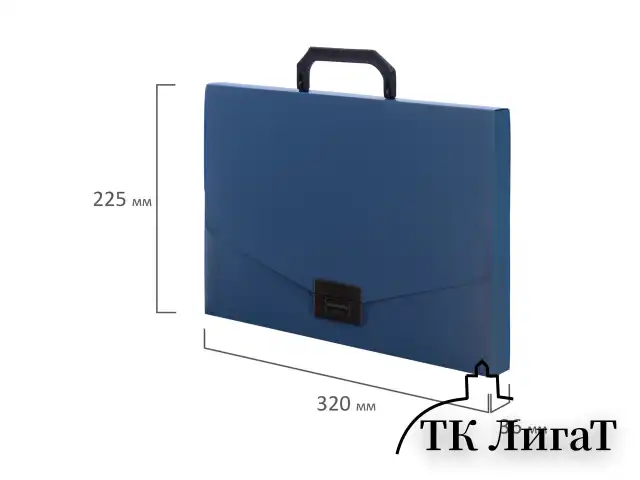 Портфель пластиковый STAFF А4 (320х225х36 мм), без отделений, синий, 229240