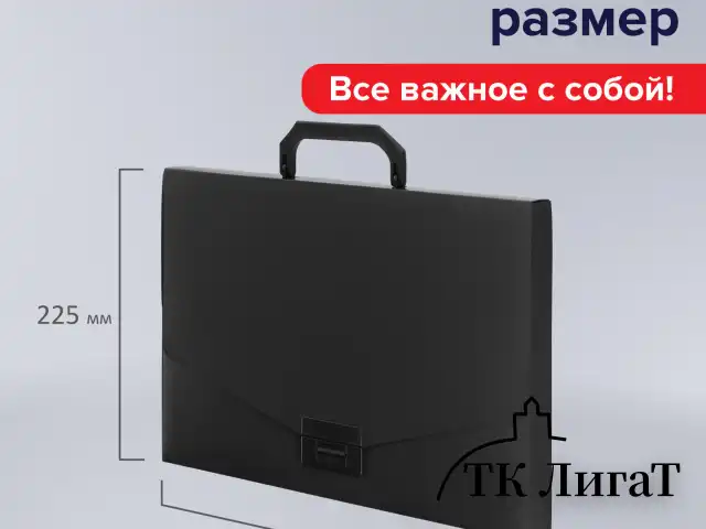 Портфель пластиковый STAFF А4 (320х225х36 мм), без отделений, черный, 229241