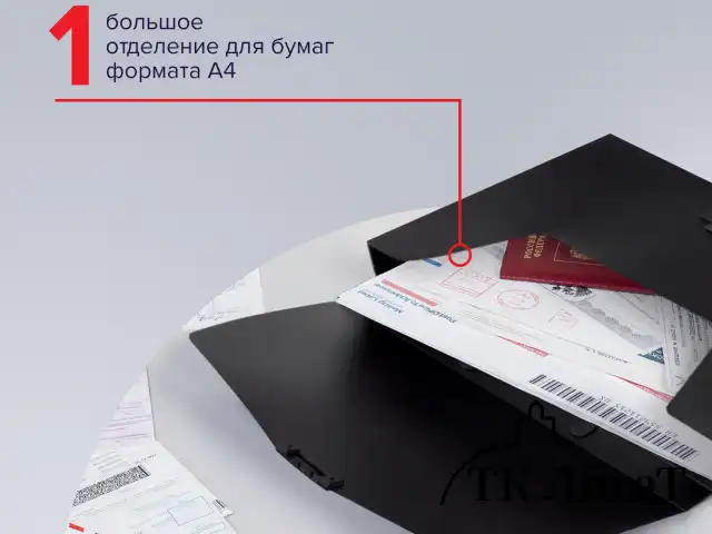 Портфель пластиковый STAFF А4 (320х225х36 мм), без отделений, черный, 229241