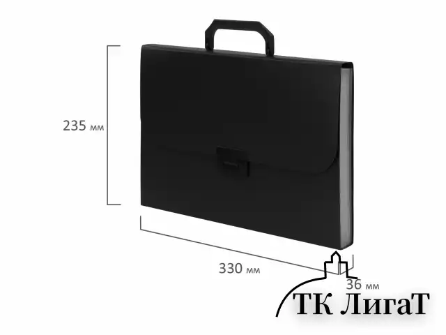 Портфель пластиковый STAFF А4 (330х235х36 мм), 7 отделений, индексные ярлыки, черный, 229243