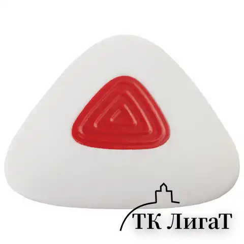 Ластик BRAUBERG "Trios PRO", 36х36х9 мм, белый, треугольный, красный пластиковый держатель, 229559