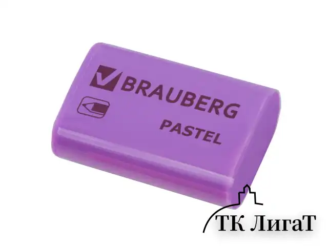 Ластик BRAUBERG "Pastel", 37х24х11мм, ассорти пастельных цветов, экологичный ПВХ, 229582