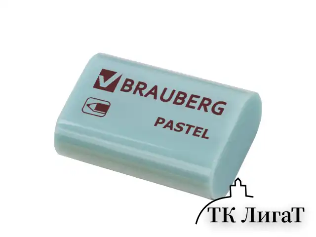 Ластик BRAUBERG "Pastel", 37х24х11мм, ассорти пастельных цветов, экологичный ПВХ, 229582