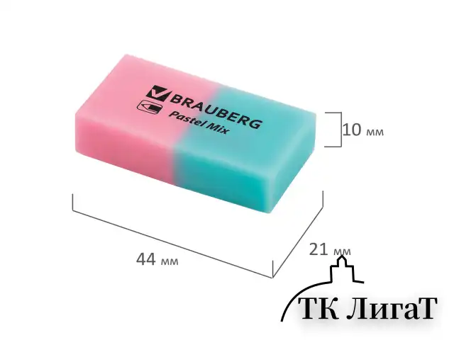 Набор ластиков BRAUBERG "Pastel Mix", 6 шт., цвета ассорти, 44х21х10 мм, экологичный ПВХ, 229597