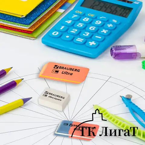 Ластики BRAUBERG "Ultra Mix" 9 шт., размер ластика 41х14х8 мм/29х18х8 мм, натуральный каучук, 229604