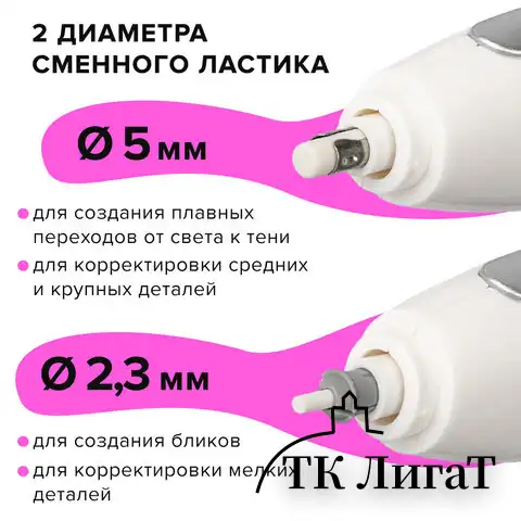 Ластик электрический BRAUBERG "ULTRA", АККУМУЛЯТОР, зарядка USB, + 16 сменных ластиков, 229609