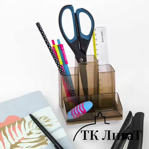 Подставка-органайзер BRAUBERG-CONTRACT, 109х95х101,5 мм, 5 отделений, тонированная, 230994
