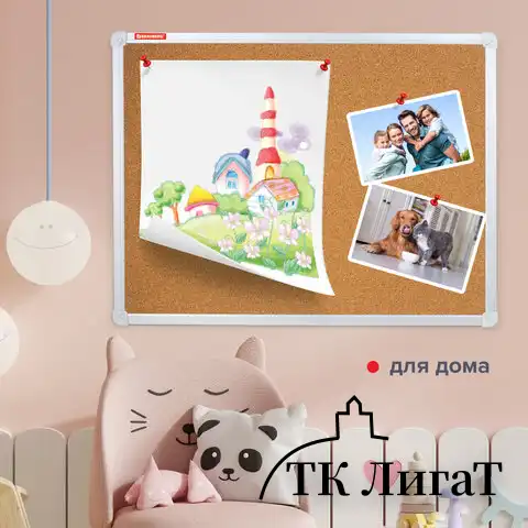 Доска пробковая для объявлений 45х60 см, алюминиевая рамка, ГАРАНТИЯ 10 ЛЕТ, РОССИЯ, BRAUBERG, 231711