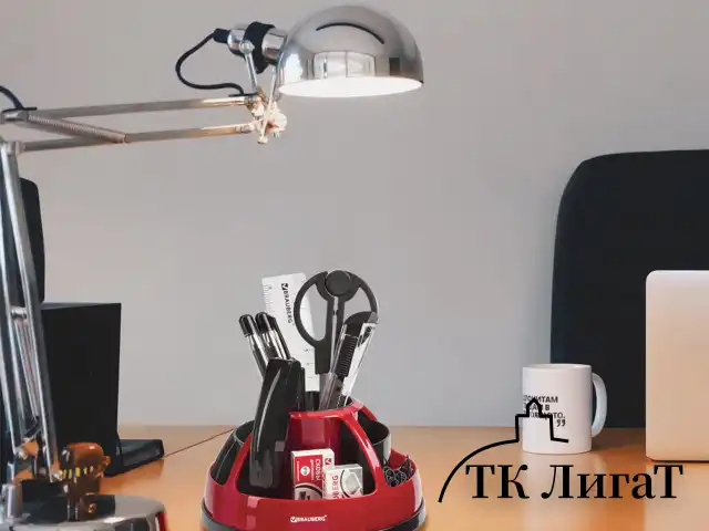 Канцелярский набор BRAUBERG "Микс", 10 предметов, вращающаяся конструкция, черно-красный, блистер, 231929