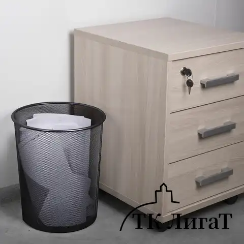Корзина для бумаг БОЛЬШАЯ, 20 л, металлическая, черная, BRAUBERG "Germanium", 231956